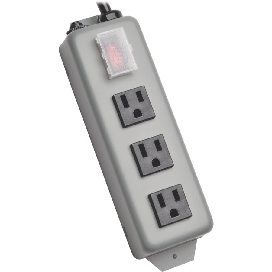 Tripp Lite by Eaton Industrial Power Strip, 3-Outlet, 9 ft. (2.7 m) Cord, NEMA 5-15P Plug, Switch Guard