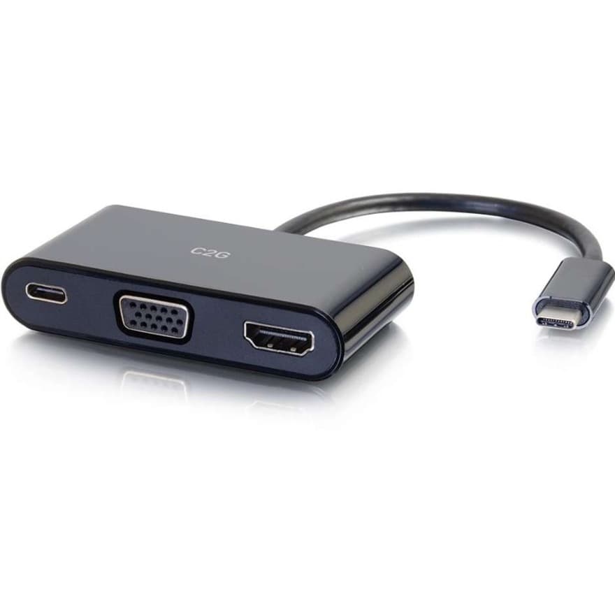 C2G USB C to HDMI and VGA Adapter Converter with Power Delivery