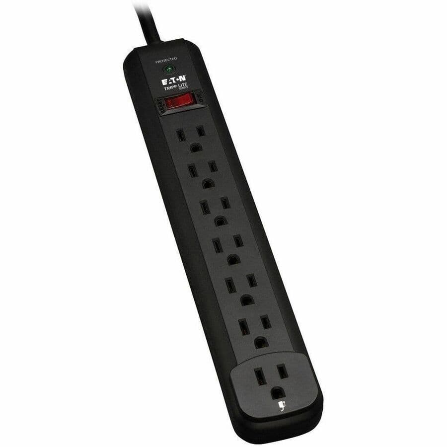 Tripp Lite by Eaton Protect It! 7-Outlet Surge Protector, 12 ft. Cord, 1080 Joules, Diagnostic LED, Light Gray Housing