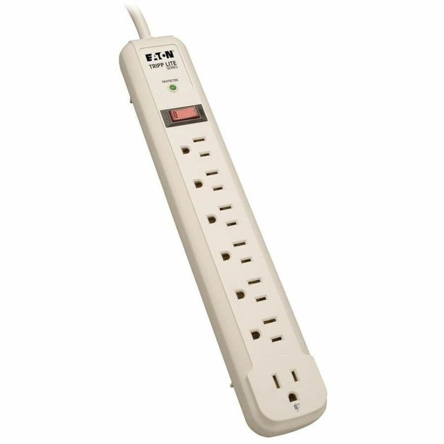 Eaton Tripp Lite Series Protect It! 7-Outlet Surge Protector, 4 ft. (1.22 m) Cord, 1080 Joules, 1 Diagnostic LED, Light Gray Housing