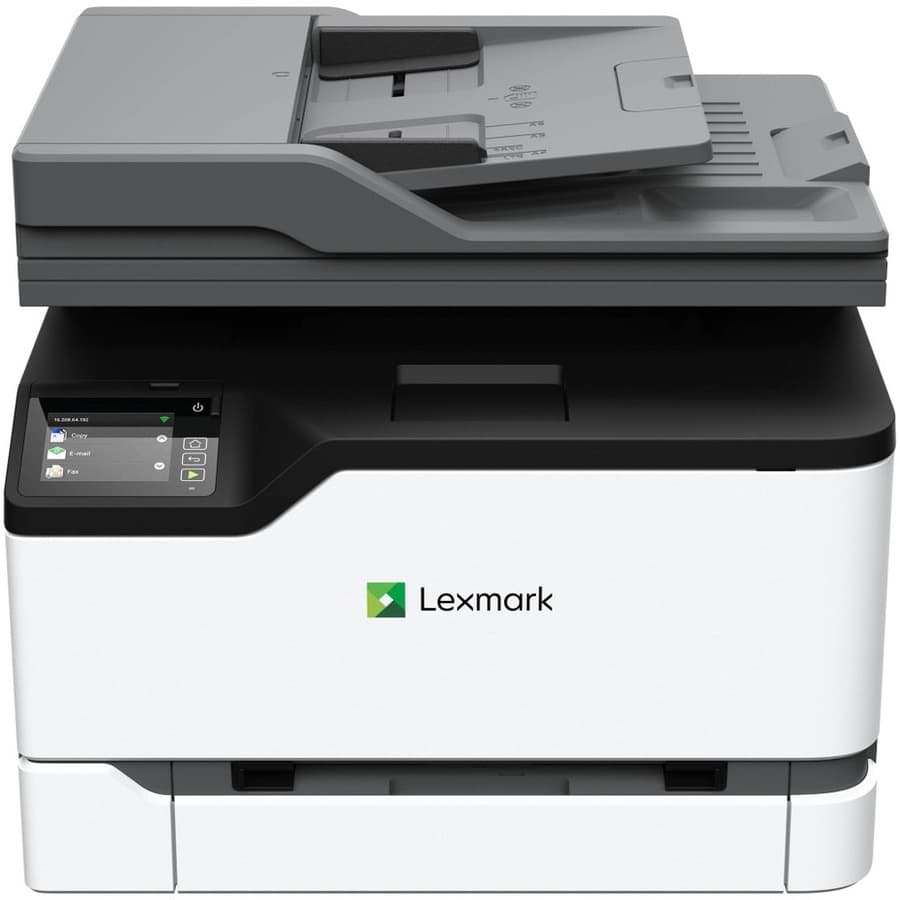 Lexmark GO Line MC300 MC3224i Laser Multifunction Printer-Color-Copier/Scanner-24 ppm Mono/24 ppm Color Print-2400x600 dpi Print-Automatic Duplex Print-30000 Pages-251 sheets Input-Color Flatbed Scanner-600 dpi Optical Scan-Wireless LAN-Apple AirPrin