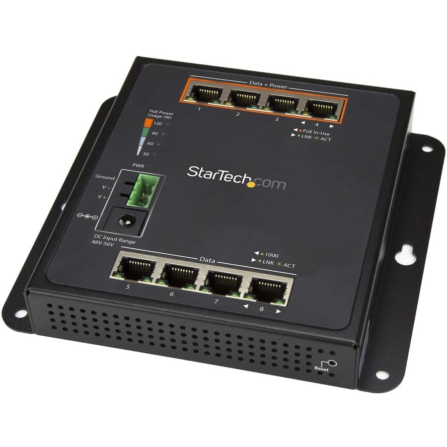 StarTech.com Industrial 8 Port Gigabit PoE Switch